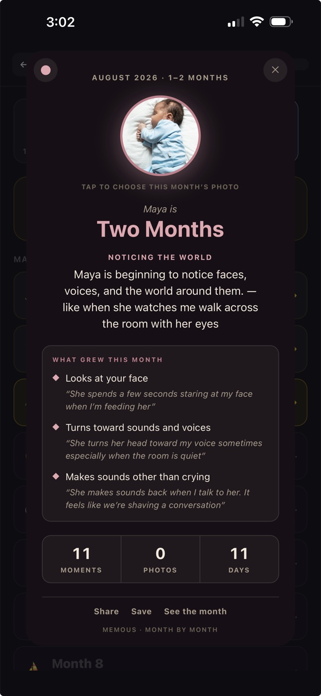 Two-months celebration card