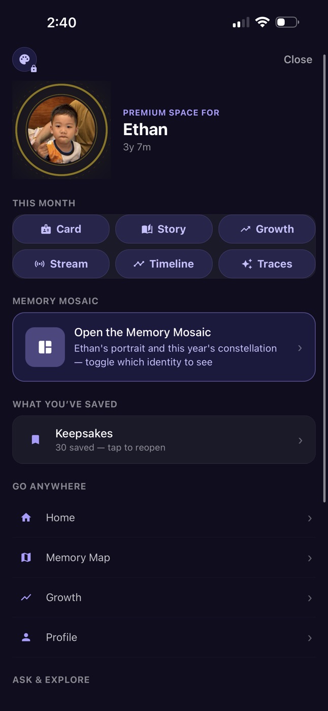 Premium Station with this month's card, story and keepsakes